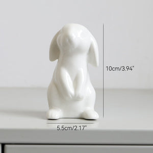 Cute Ceramics Rabbit Figurines Kawaii Hare Bunny Garden House Animal Ornaments Easter Home Room Decoration Hand Painting Embryo acacuss
