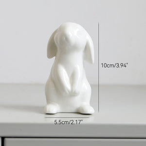 Cute Ceramics Rabbit Figurines Kawaii Hare Bunny Garden House Animal Ornaments Easter Home Room Decoration Hand Painting Embryo acacuss