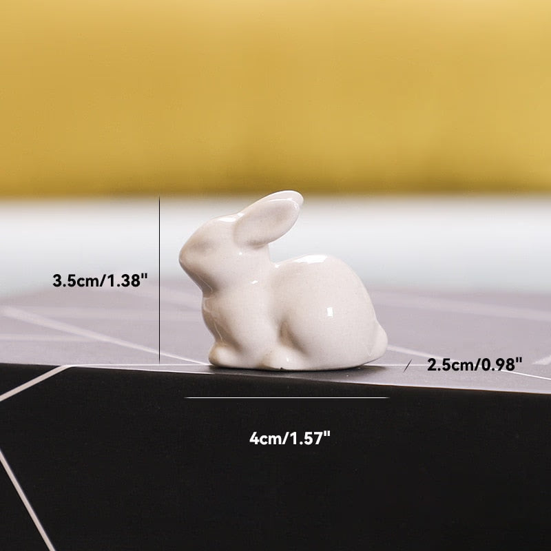 Cute Ceramics Rabbit Figurines Kawaii Hare Bunny Garden House Animal Ornaments Easter Home Room Decoration Hand Painting Embryo acacuss