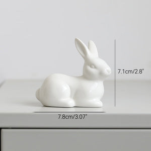 Cute Ceramics Rabbit Figurines Kawaii Hare Bunny Garden House Animal Ornaments Easter Home Room Decoration Hand Painting Embryo acacuss