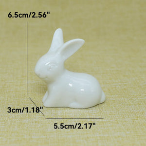Cute Ceramics Rabbit Figurines Kawaii Hare Bunny Garden House Animal Ornaments Easter Home Room Decoration Hand Painting Embryo acacuss