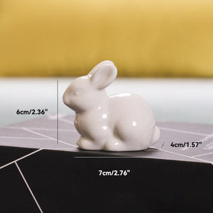 Cute Ceramics Rabbit Figurines Kawaii Hare Bunny Garden House Animal Ornaments Easter Home Room Decoration Hand Painting Embryo acacuss