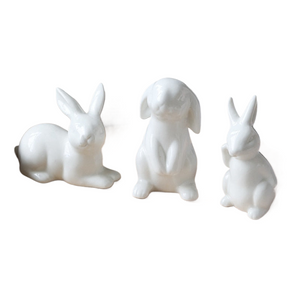 Cute Ceramics Rabbit Figurines Kawaii Hare Bunny Garden House Animal Ornaments Easter Home Room Decoration Hand Painting Embryo acacuss