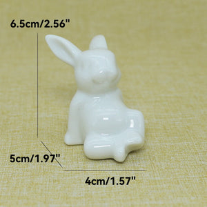 Cute Ceramics Rabbit Figurines Kawaii Hare Bunny Garden House Animal Ornaments Easter Home Room Decoration Hand Painting Embryo acacuss