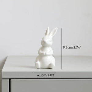 Cute Ceramics Rabbit Figurines Kawaii Hare Bunny Garden House Animal Ornaments Easter Home Room Decoration Hand Painting Embryo acacuss