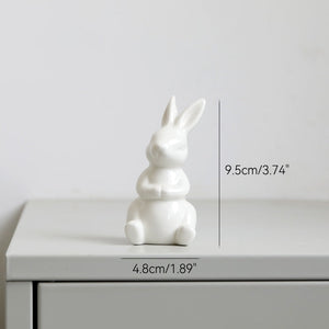 Cute Ceramics Rabbit Figurines Kawaii Hare Bunny Garden House Animal Ornaments Easter Home Room Decoration Hand Painting Embryo acacuss