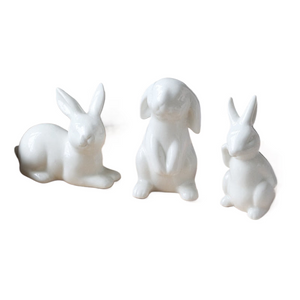 Cute Ceramics Rabbit Figurines Kawaii Hare Bunny Garden House Animal Ornaments Easter Home Room Decoration Hand Painting Embryo acacuss