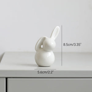Cute Ceramics Rabbit Figurines Kawaii Hare Bunny Garden House Animal Ornaments Easter Home Room Decoration Hand Painting Embryo acacuss