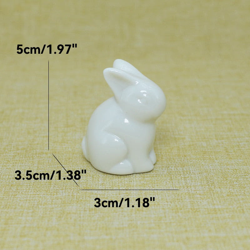 Cute Ceramics Rabbit Figurines Kawaii Hare Bunny Garden House Animal Ornaments Easter Home Room Decoration Hand Painting Embryo acacuss