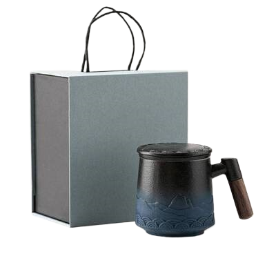 Cute Deer Ceramic Tea Mug with Infuser and Lid Coffee Mug with Strainer and Wooden Handle 430ml Ceramic tea separation cup with lid acacuss