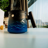 Cute Deer Ceramic Tea Mug with Infuser and Lid Coffee Mug with Strainer and Wooden Handle 430ml Ceramic tea separation cup with lid acacuss