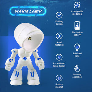 Cute LED Hero Table Lamp Mini Portable Cool Mecha Cute Robot Night Light Bedroom Home Decoration Kids Boys Gifts acacuss