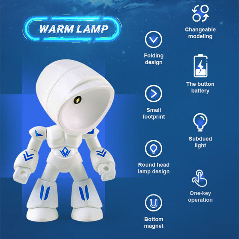 Cute LED Hero Table Lamp Mini Portable Cool Mecha Cute Robot Night Light Bedroom Home Decoration Kids Boys Gifts acacuss