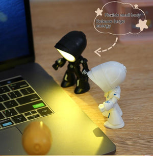 Cute LED Hero Table Lamp Mini Portable Cool Mecha Cute Robot Night Light Bedroom Home Decoration Kids Boys Gifts acacuss