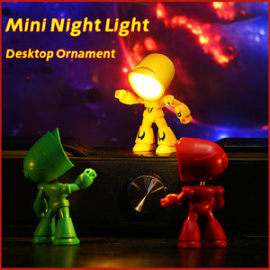 Cute LED Hero Table Lamp Mini Portable Cool Mecha Cute Robot Night Light Bedroom Home Decoration Kids Boys Gifts acacuss