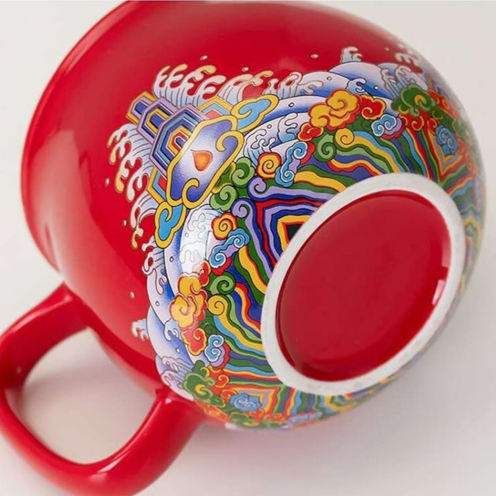 Cute Lucky Cat tea & coffee mug with infuser Forbidden City Cat Cup With Lid Ceramic Female Tea I Coffee Mug Milk Tea Cups Drinkware acacuss