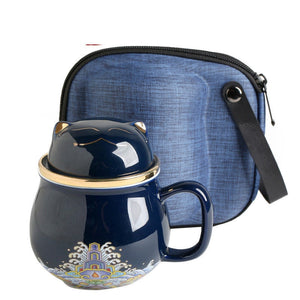 Cute Lucky Cat tea & coffee mug with infuser Forbidden City Cat Cup With Lid Ceramic Female Tea I Coffee Mug Milk Tea Cups Drinkware acacuss