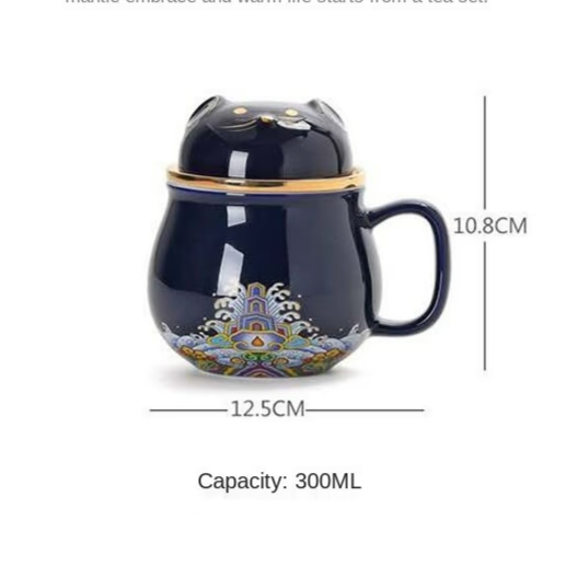 Cute Lucky Cat tea & coffee mug with infuser Forbidden City Cat Cup With Lid Ceramic Female Tea I Coffee Mug Milk Tea Cups Drinkware acacuss