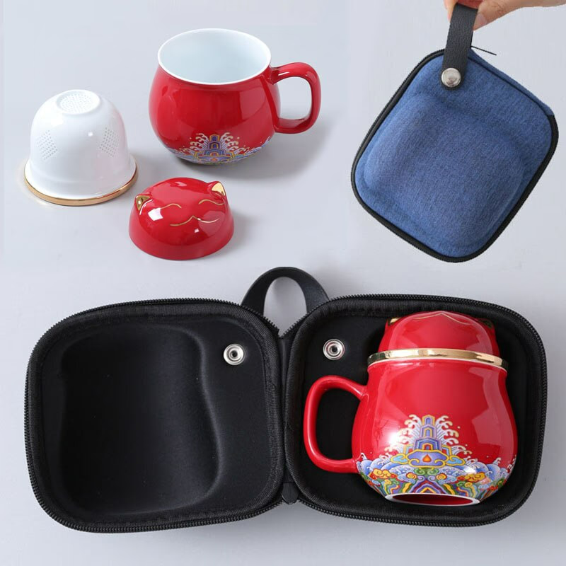 Cute Lucky Cat tea & coffee mug with infuser Forbidden City Cat Cup With Lid Ceramic Female Tea I Coffee Mug Milk Tea Cups Drinkware acacuss