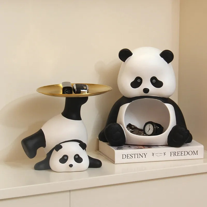 Cute Panda Entrance Closet Key Storage Ornaments Standing Living Room Shoe Cabinet Home Decorations Movable Gifts Home Decor acacuss
