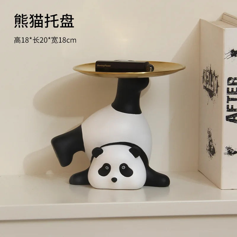 Cute Panda Entrance Closet Key Storage Ornaments Standing Living Room Shoe Cabinet Home Decorations Movable Gifts Home Decor acacuss