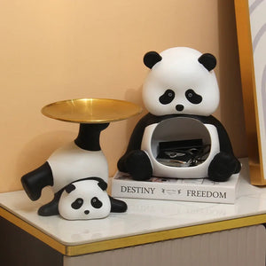 Cute Panda Entrance Closet Key Storage Ornaments Standing Living Room Shoe Cabinet Home Decorations Movable Gifts Home Decor acacuss