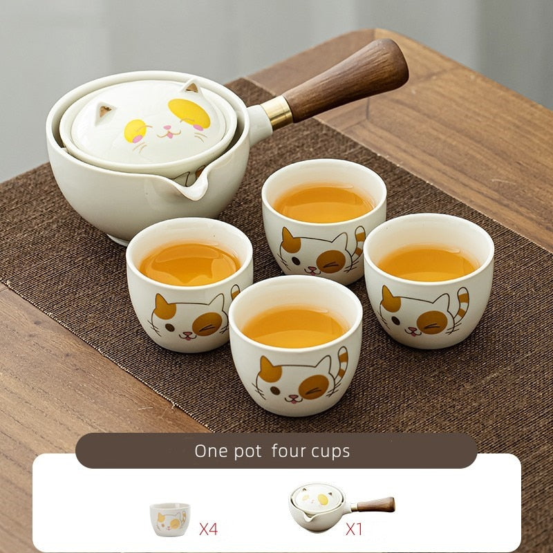 Cute Pet Glass Ceramic Chinese Kung Fu Tea set Travel Tea Set Teaware Sets Teapot For Tea Teapot Tea Cup Set Tea Maker Infuser acacuss