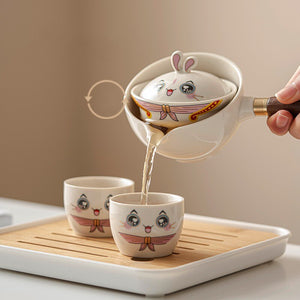 Cute Pet Glass Ceramic Chinese Kung Fu Tea set Travel Tea Set Teaware Sets Teapot For Tea Teapot Tea Cup Set Tea Maker Infuser acacuss