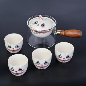 Cute Pet Glass Ceramic Chinese Kung Fu Tea set Travel Tea Set Teaware Sets Teapot For Tea Teapot Tea Cup Set Tea Maker Infuser acacuss