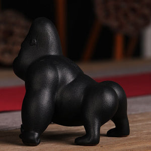 Cute Porcelain King Kong Figurine Handmade Ceramics Gorilla Miniature Micro Landscape Wildlife Fairy Garden Ornament Decor Craft acacuss