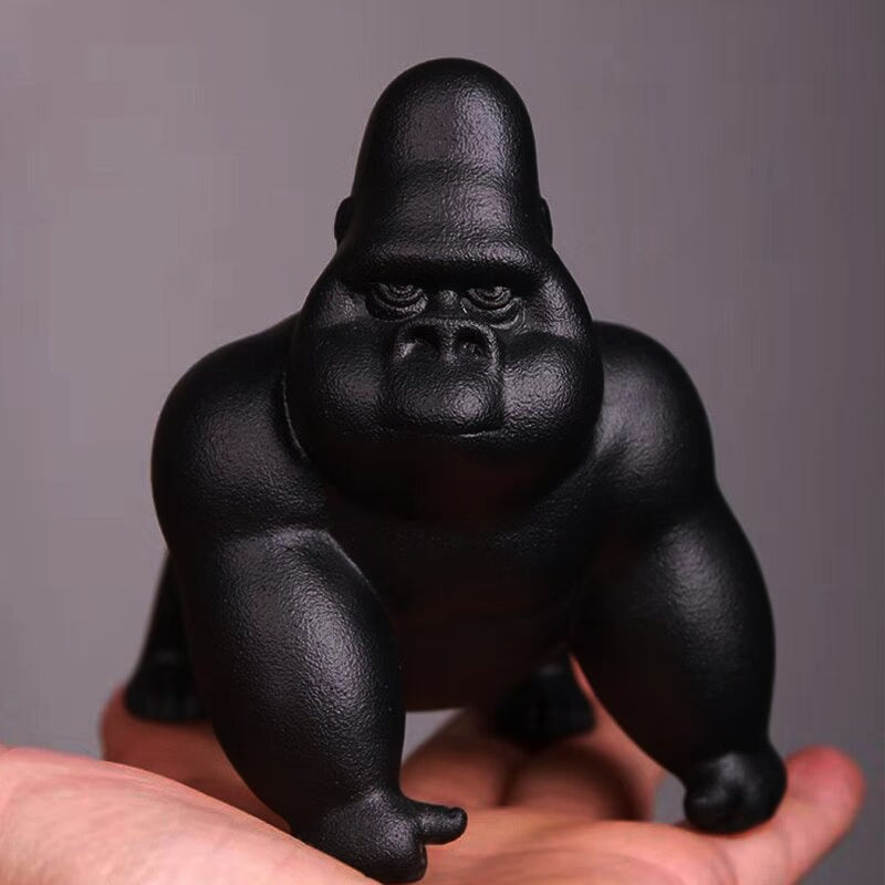 Cute Porcelain King Kong Figurine Handmade Ceramics Gorilla Miniature Micro Landscape Wildlife Fairy Garden Ornament Decor Craft acacuss