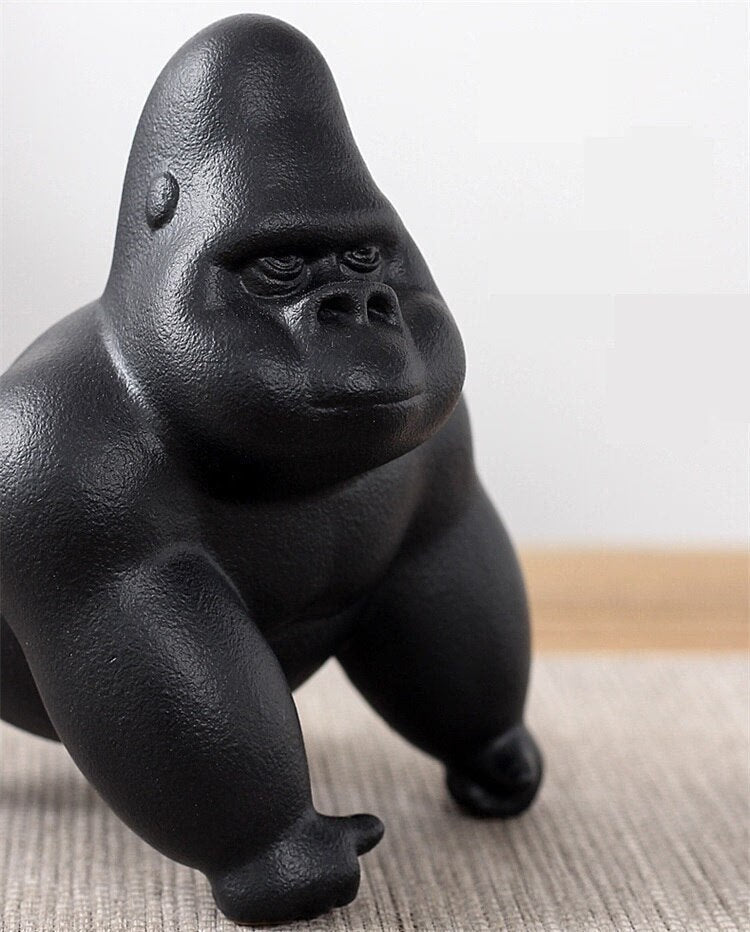 Cute Porcelain King Kong Figurine Handmade Ceramics Gorilla Miniature Micro Landscape Wildlife Fairy Garden Ornament Decor Craft acacuss