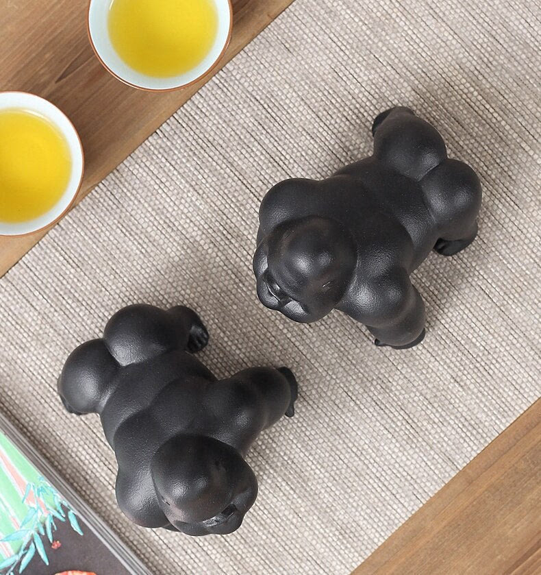 Cute Porcelain King Kong Figurine Handmade Ceramics Gorilla Miniature Micro Landscape Wildlife Fairy Garden Ornament Decor Craft acacuss