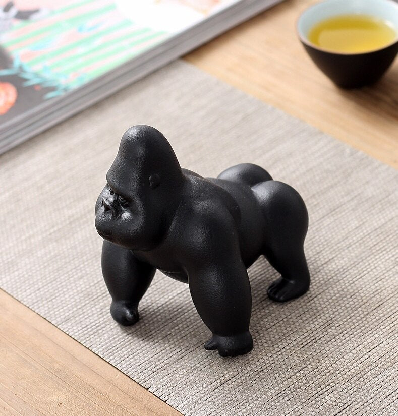 Cute Porcelain King Kong Figurine Handmade Ceramics Gorilla Miniature ...