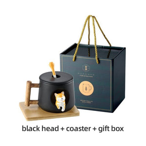 Cute Shiba inu Mug With lid and spoon acacuss