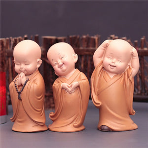 Cute Small Monk Status Figurines Religion Buddha Resin Crafts Desk Miniatures Ornaments Accessories Home Decor Car Decoration acacuss