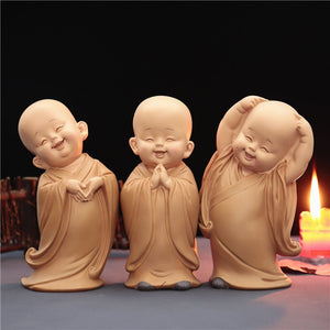 Cute Small Monk Status Figurines Religion Buddha Resin Crafts Desk Miniatures Ornaments Accessories Home Decor Car Decoration acacuss