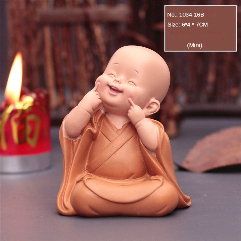 Cute Small Monk Status Figurines Religion Buddha Resin Crafts Desk Miniatures Ornaments Accessories Home Decor Car Decoration acacuss