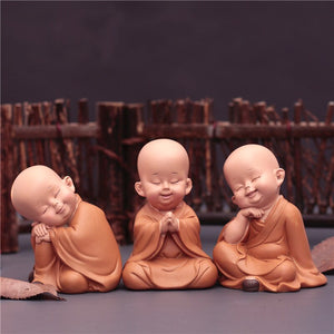 Cute Small Monk Status Figurines Religion Buddha Resin Crafts Desk Miniatures Ornaments Accessories Home Decor Car Decoration acacuss