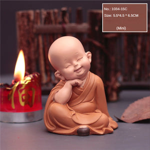 Cute Small Monk Status Figurines Religion Buddha Resin Crafts Desk Miniatures Ornaments Accessories Home Decor Car Decoration acacuss