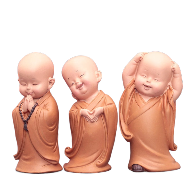 Cute Small Monk Status Figurines Religion Buddha Resin Crafts Desk Miniatures Ornaments Accessories Home Decor Car Decoration acacuss