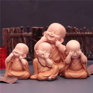Cute Small Monk Status Figurines Religion Buddha Resin Crafts Desk Miniatures Ornaments Accessories Home Decor Car Decoration acacuss