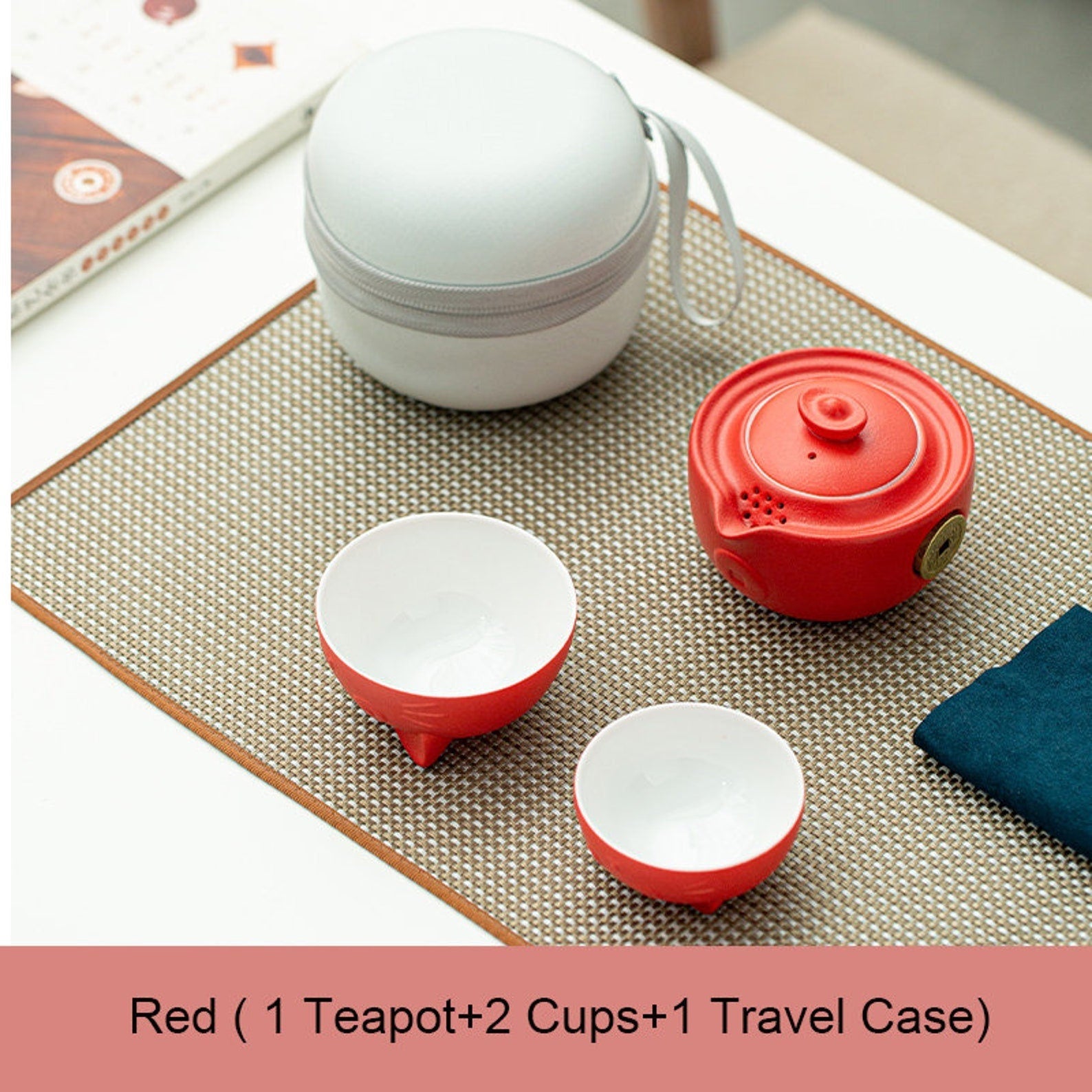 Cute mug cat lovers gift mug Ceramic Teapot with 2 Cups -  Cute Cat Travel Tea Sets - Portable Gaiwan Cup acacuss