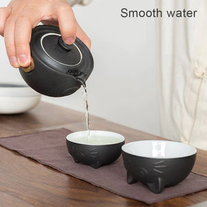Cute mug cat lovers gift mug Ceramic Teapot with 2 Cups -  Cute Cat Travel Tea Sets - Portable Gaiwan Cup acacuss