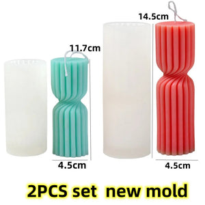 Cylindrical Tall Pillar Candle Molds Ribbed Aesthetic Twist Silicone Mould Geometric Abstract Decora Mold Gifts Craft Home Decor acacuss
