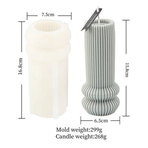 Cylindrical Tall Pillar Candle Molds Ribbed Aesthetic Twist Silicone Mould Geometric Abstract Decora Mold Gifts Craft Home Decor acacuss