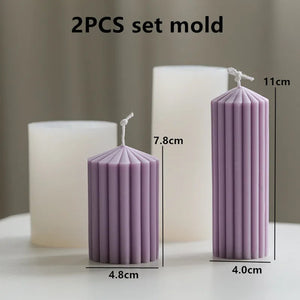 Cylindrical Tall Pillar Candle Molds Ribbed Aesthetic Twist Silicone Mould Geometric Abstract Decora Mold Gifts Craft Home Decor acacuss
