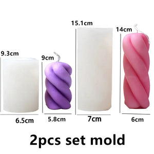 Cylindrical Tall Pillar Candle Molds Ribbed Aesthetic Twist Silicone Mould Geometric Abstract Decora Mold Gifts Craft Home Decor acacuss