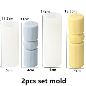 Cylindrical Tall Pillar Candle Molds Ribbed Aesthetic Twist Silicone Mould Geometric Abstract Decora Mold Gifts Craft Home Decor acacuss