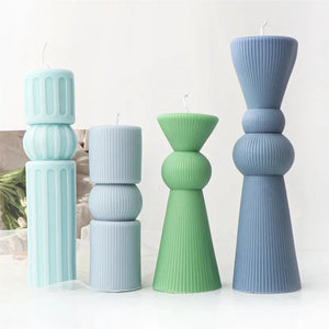 Cylindrical Tall Pillar Candle Molds Ribbed Aesthetic Twist Silicone Mould Geometric Abstract Decora Mold Gifts Craft Home Decor acacuss